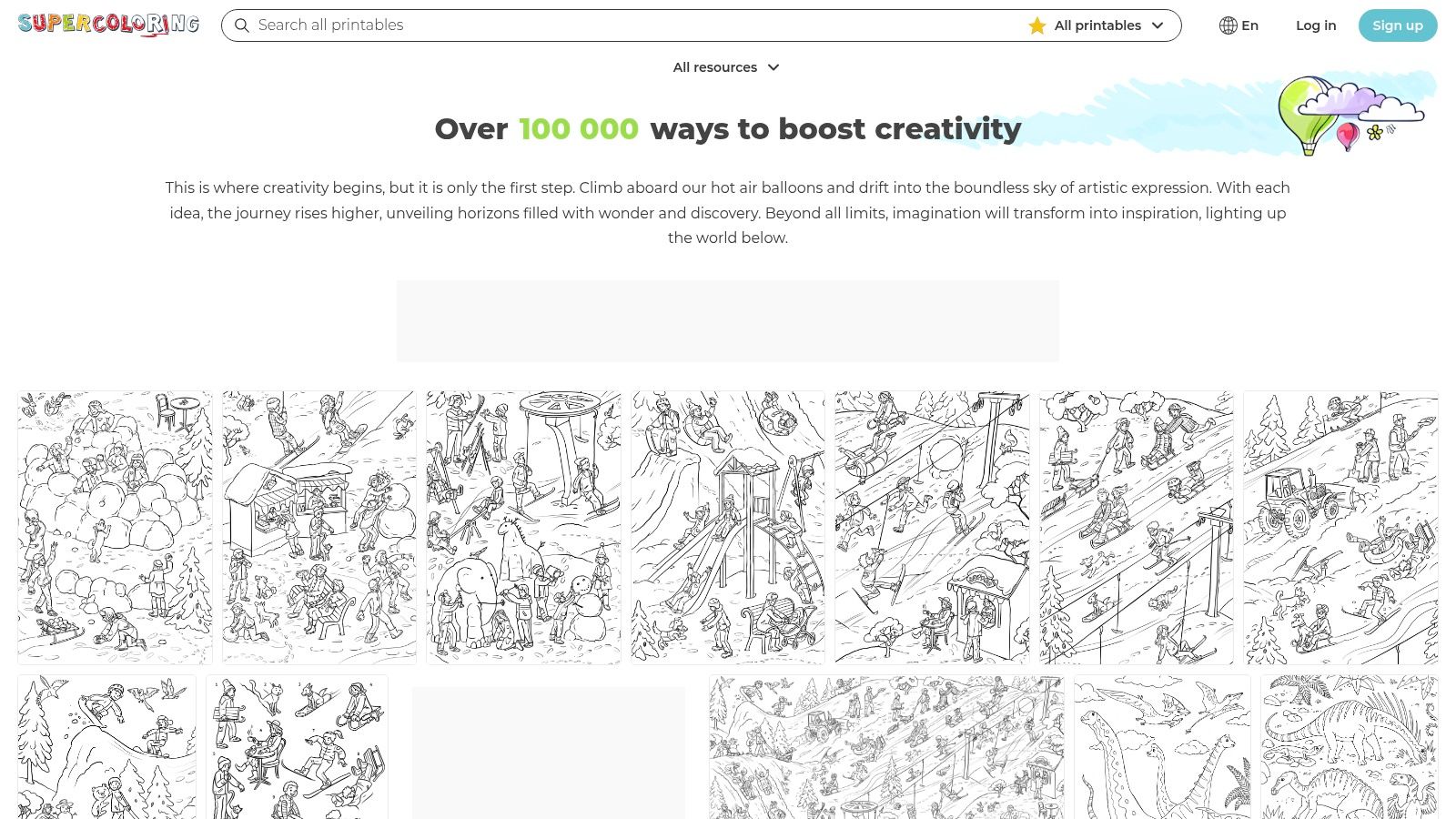 A collection of ice cream coloring pages available on the Supercoloring website