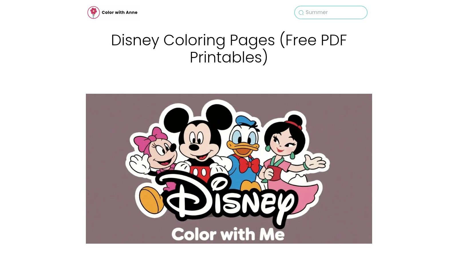 ColorwithAnne – Disney Coloring Pages (free PDFs)