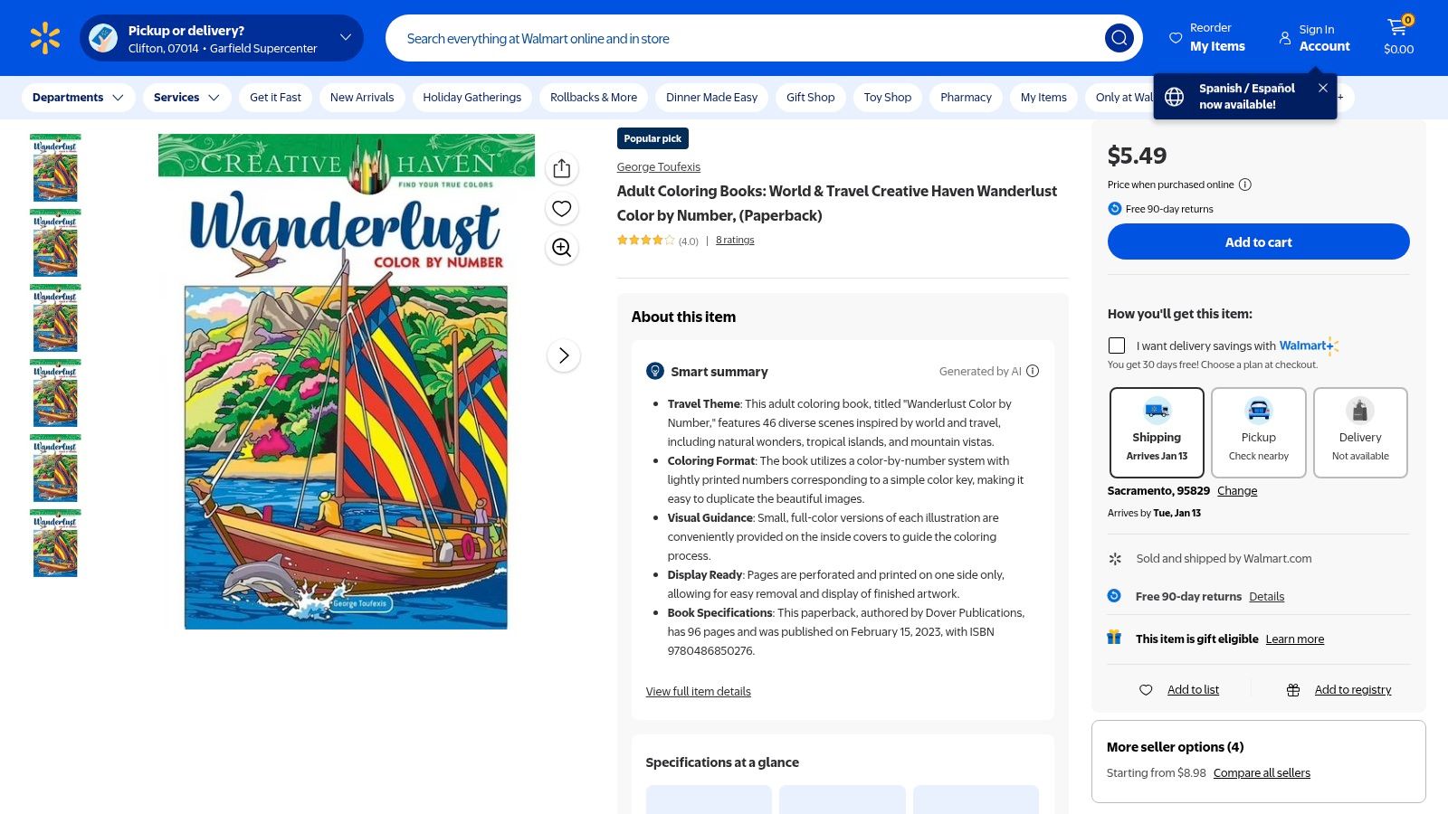 A detailed floral color-by-number page from a Creative Haven book available at Walmart.