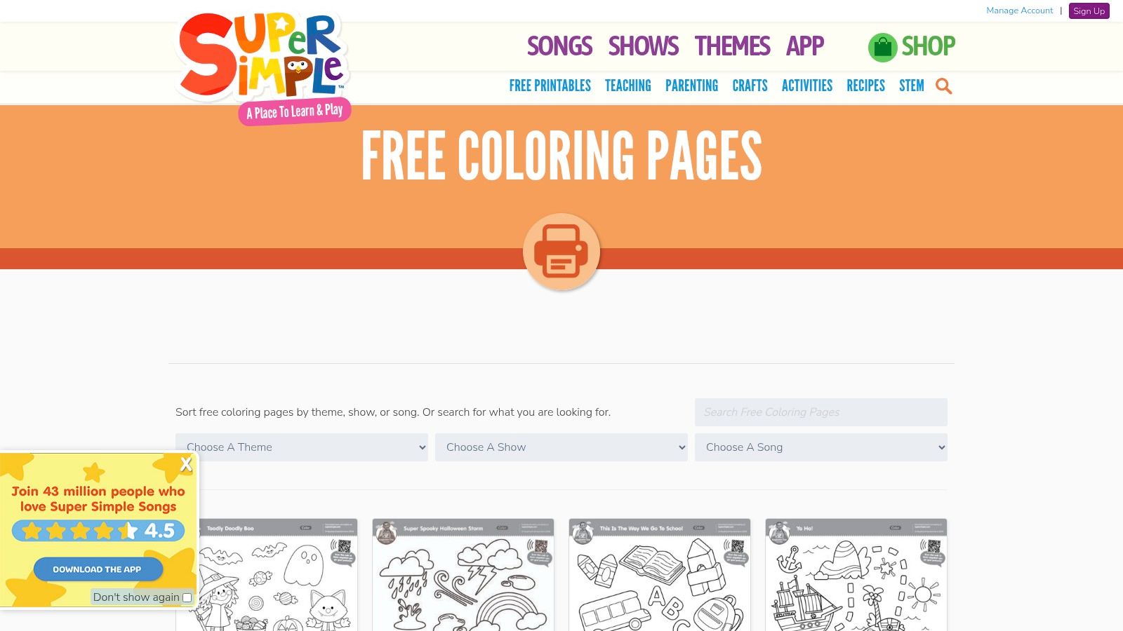 Super Simple (by Skyship) — Coloring Pages