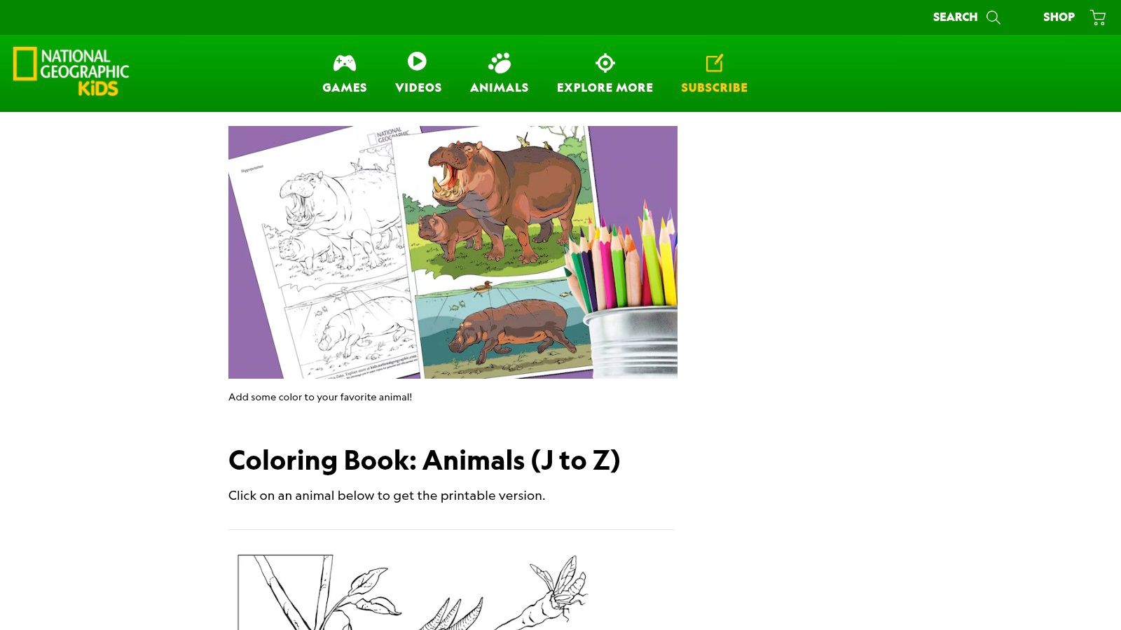 National Geographic Kids – Animal Coloring Pages