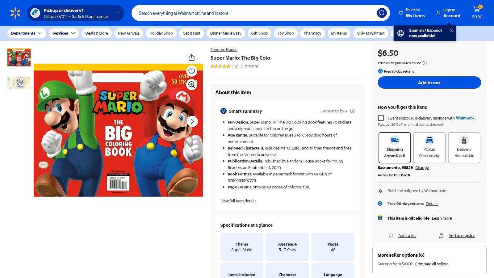Walmart (Super Mario: The Big Coloring Book)