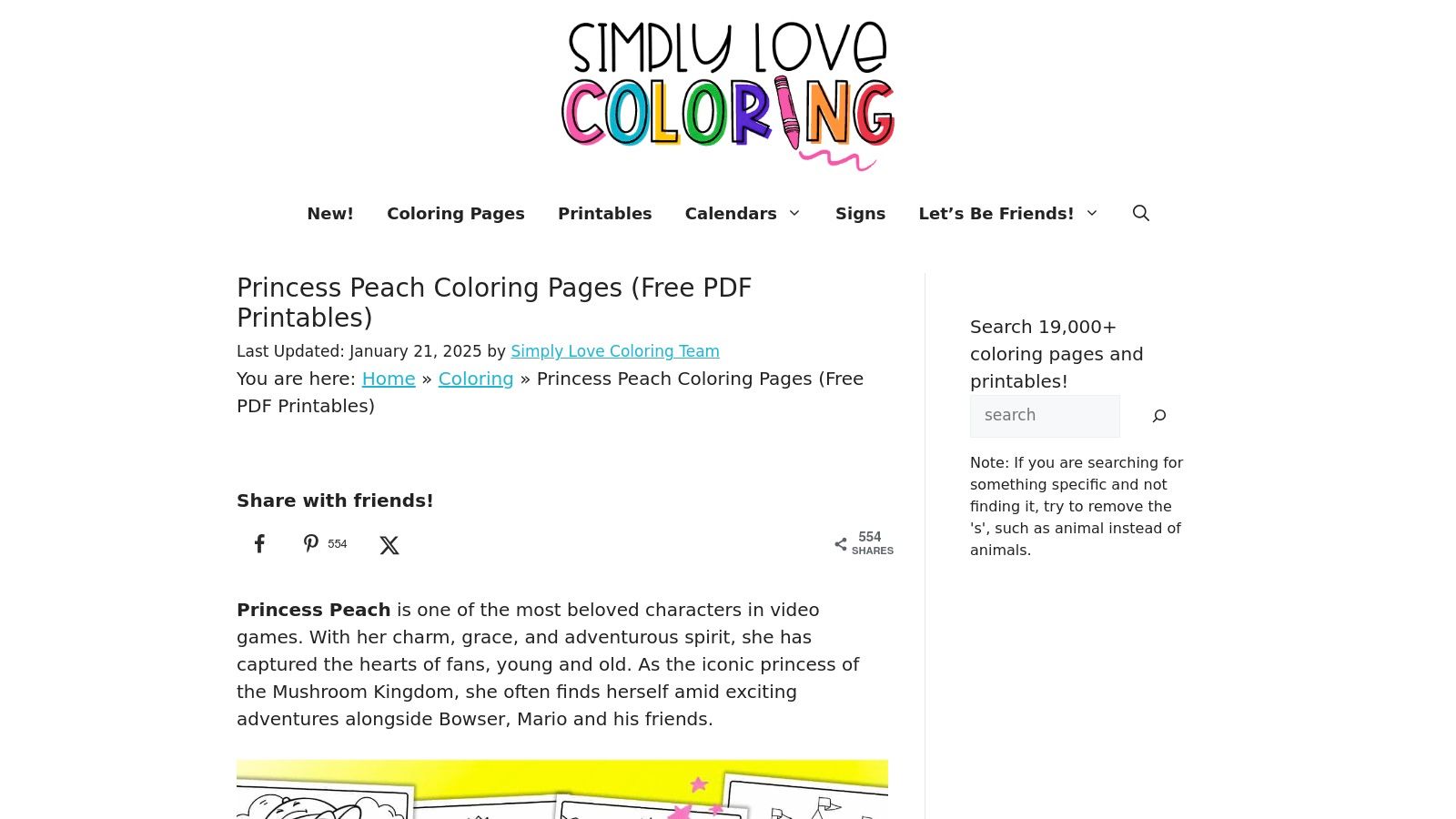 Simply Love Coloring (Princess Peach PDFs)