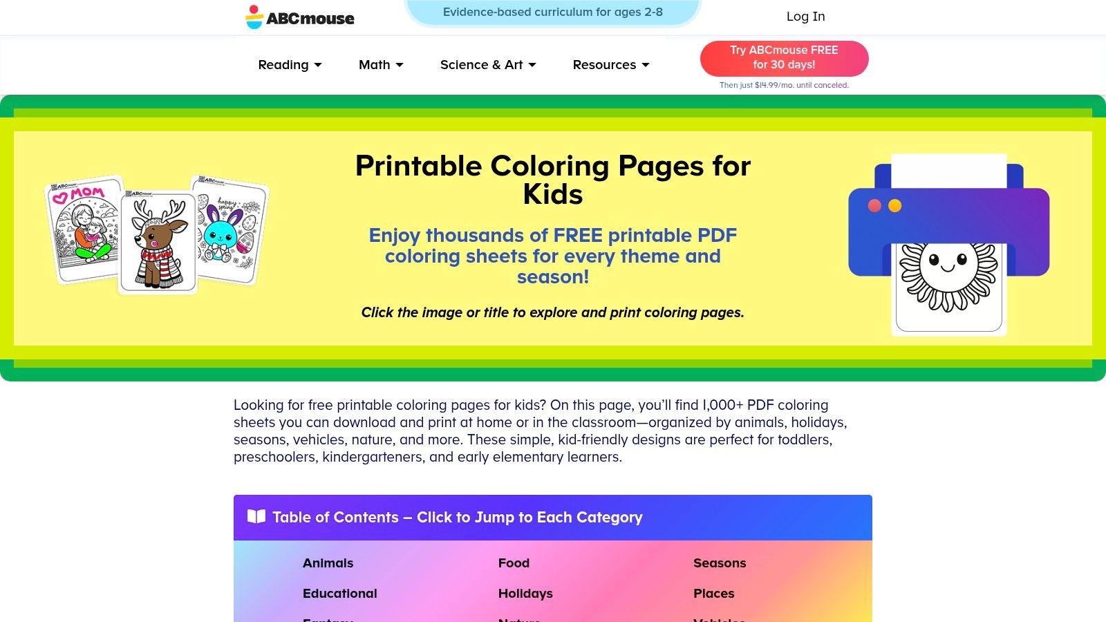 ABCmouse – Free Printable Coloring Pages