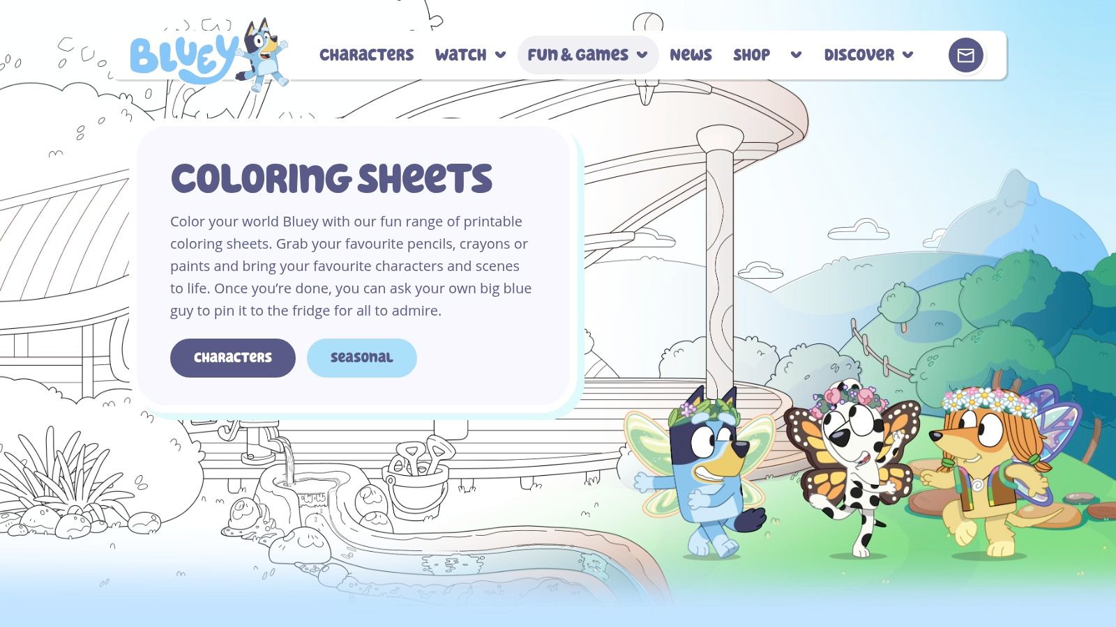 Official Bluey website (Bluey.tv)