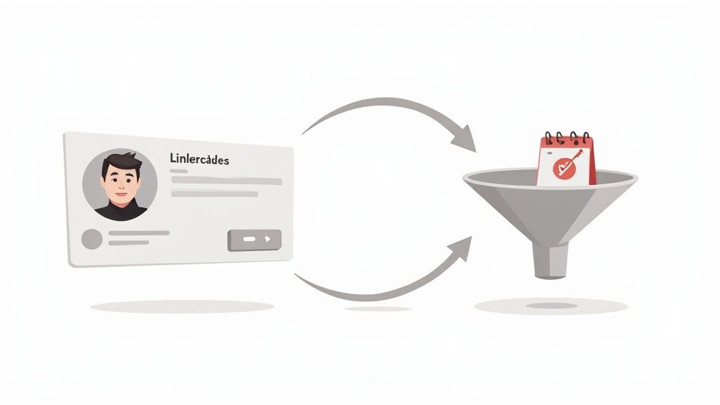 A person using multiple devices to symbolize scaling reach and automation