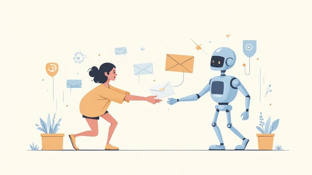 A futuristic interface showing AI-powered automation for LinkedIn lead generation.