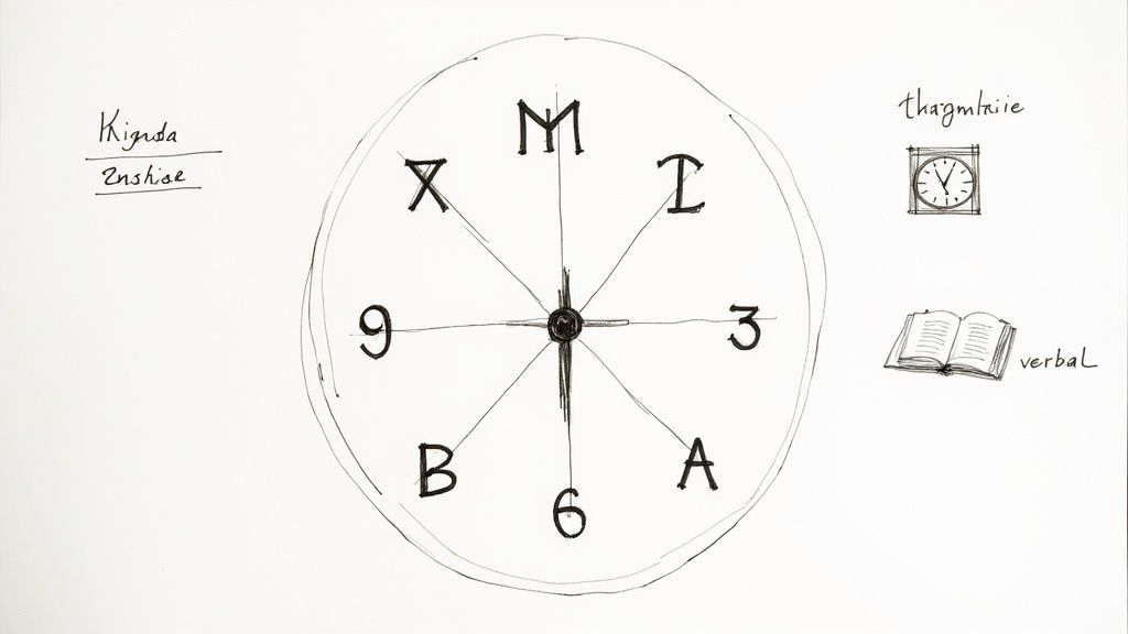 En student som sitter och skriver högskoleprovet med fokus och beslutsamhet.