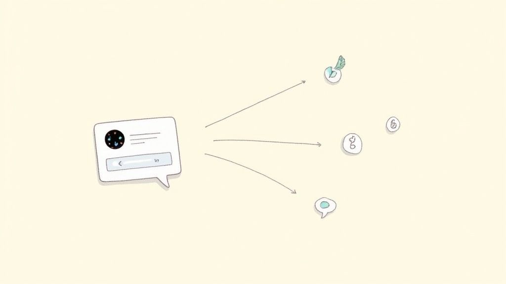 LinkedIn message distribution system showing content shared across multiple user profile connections