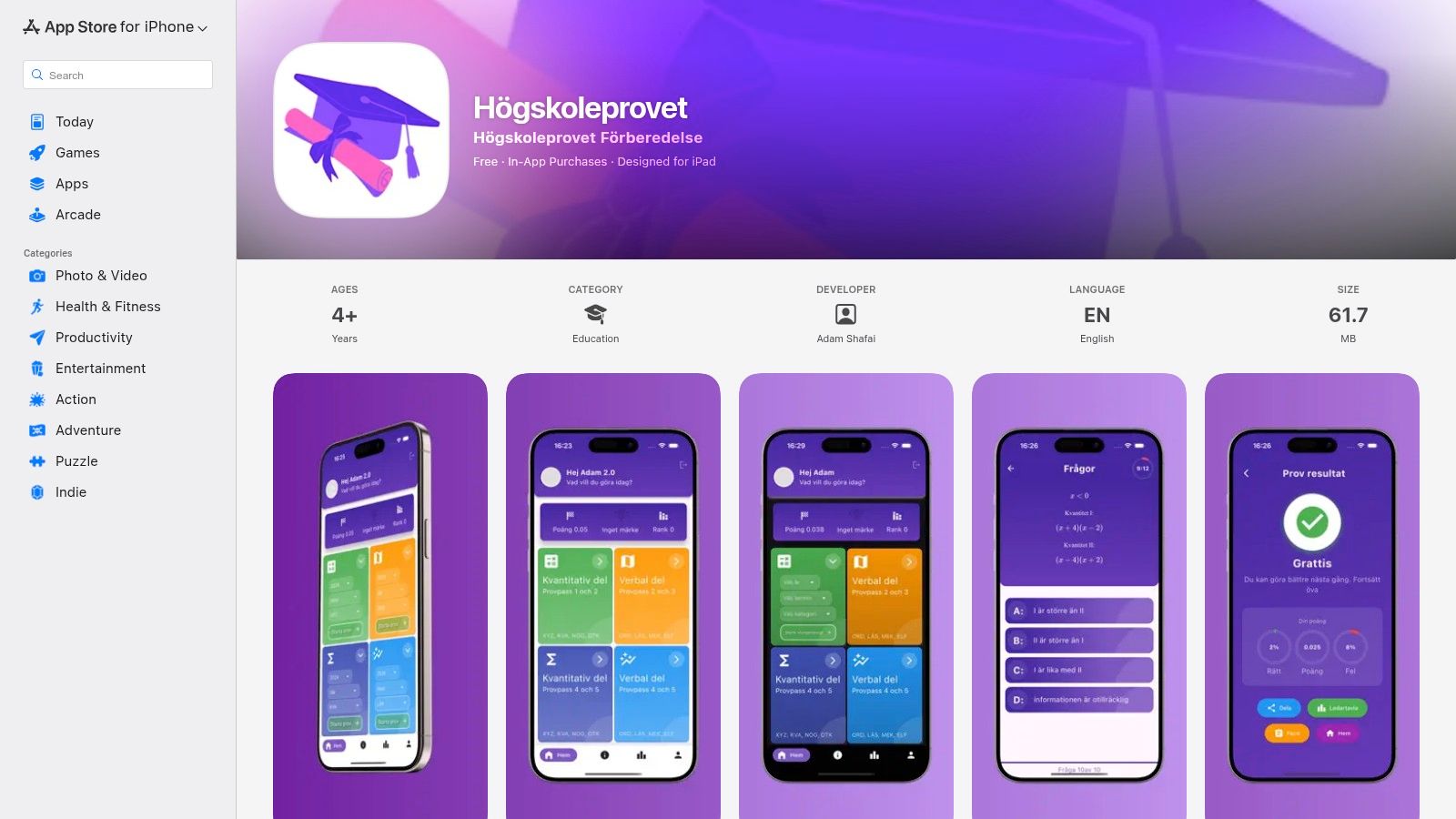 Högskoleprovet – Förberedelse (iOS-app)