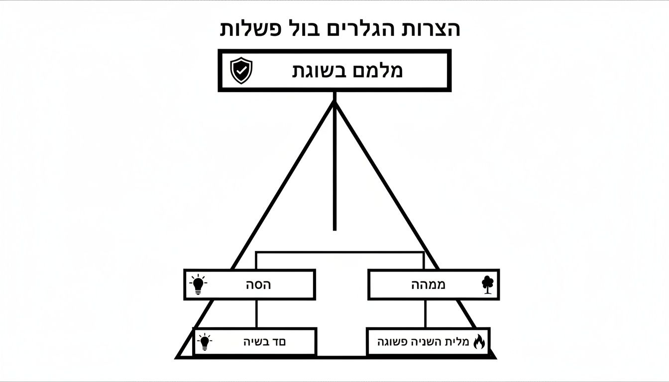 תרשים זרימה חזותי המציג סיבות לכשלים, עם התפצלות ל'הסה' ו'ממהה' כגורמים משניים.