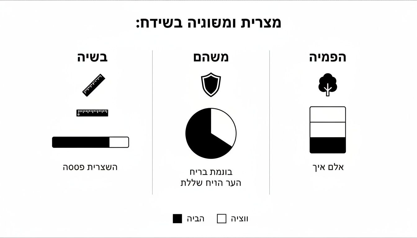 אינפוגרפיקה המציגה נתונים חזותיים בשלוש קטגוריות: מדידה, חלוקה ורמות. כוללת אייקונים וגרפים.