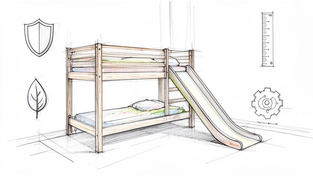 איך לבחור מיטות קומותיים עם מגלשה לחדר ילדים חלומי