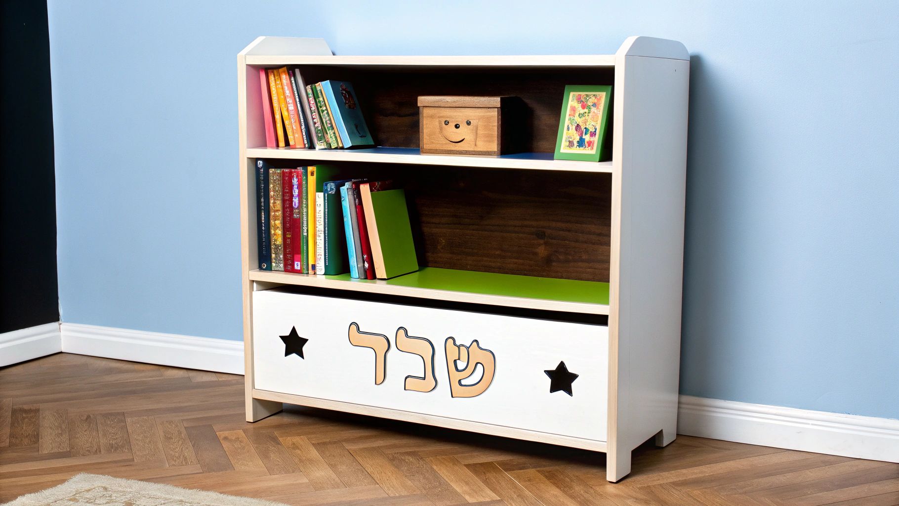 כוננית ספרים מעוצבת בצורת בית בחדר ילדים