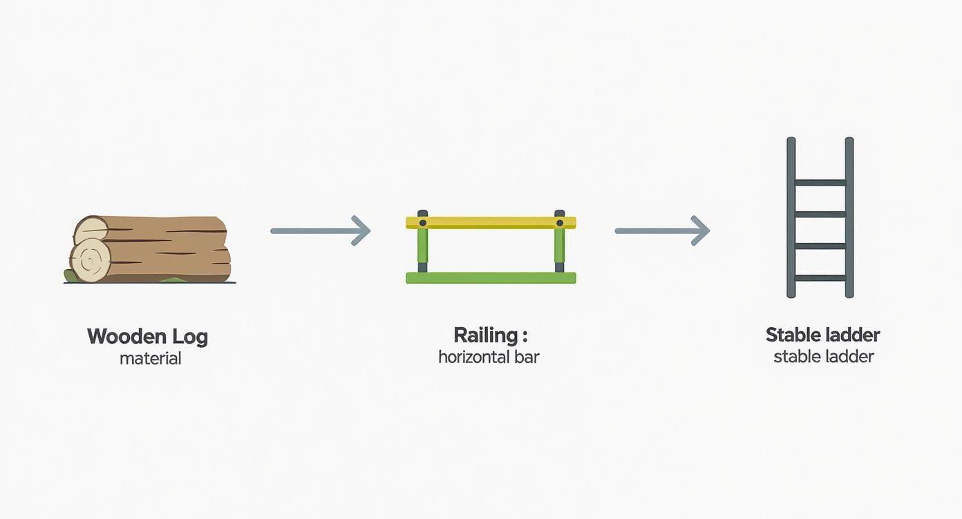 אינפוגרפיקה המציגה תהליך בטיחות ב-3 שלבים לבחירת מיטת גלריה: שימוש בעץ מלא, הקפדה על מעקה בטיחות תקין, ובחירת סולם יציב.