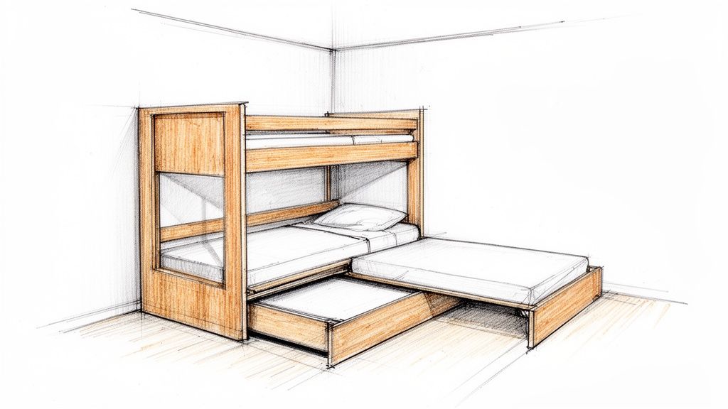 איך לבחור מיטת קומותיים עם מיטת חבר שתחסוך לכם מקום ותכניס קסם לחדר