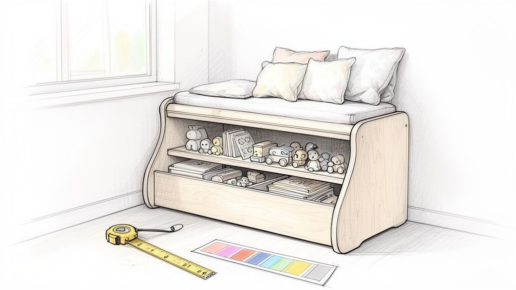 איך לבחור ספסל עם אחסון שמשדרג כל חדר ילדים