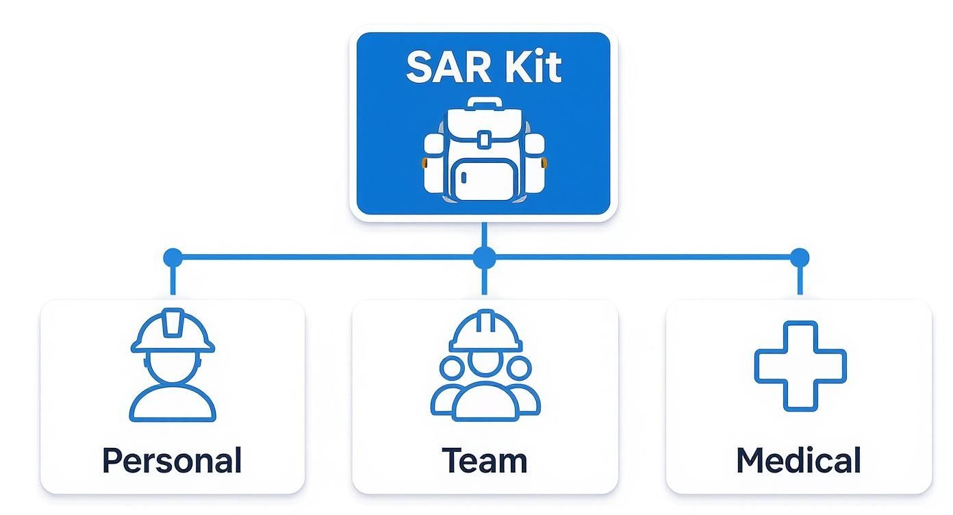 Infographic about search and rescue equipment list