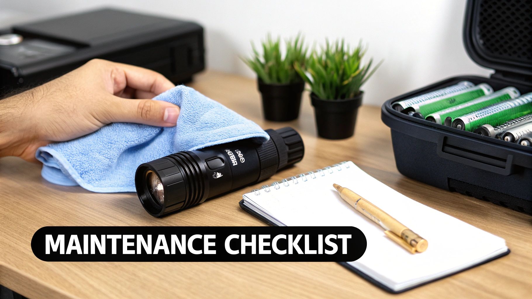 A person carefully cleaning the lens of a night vision monocular with a microfiber cloth and air blower.