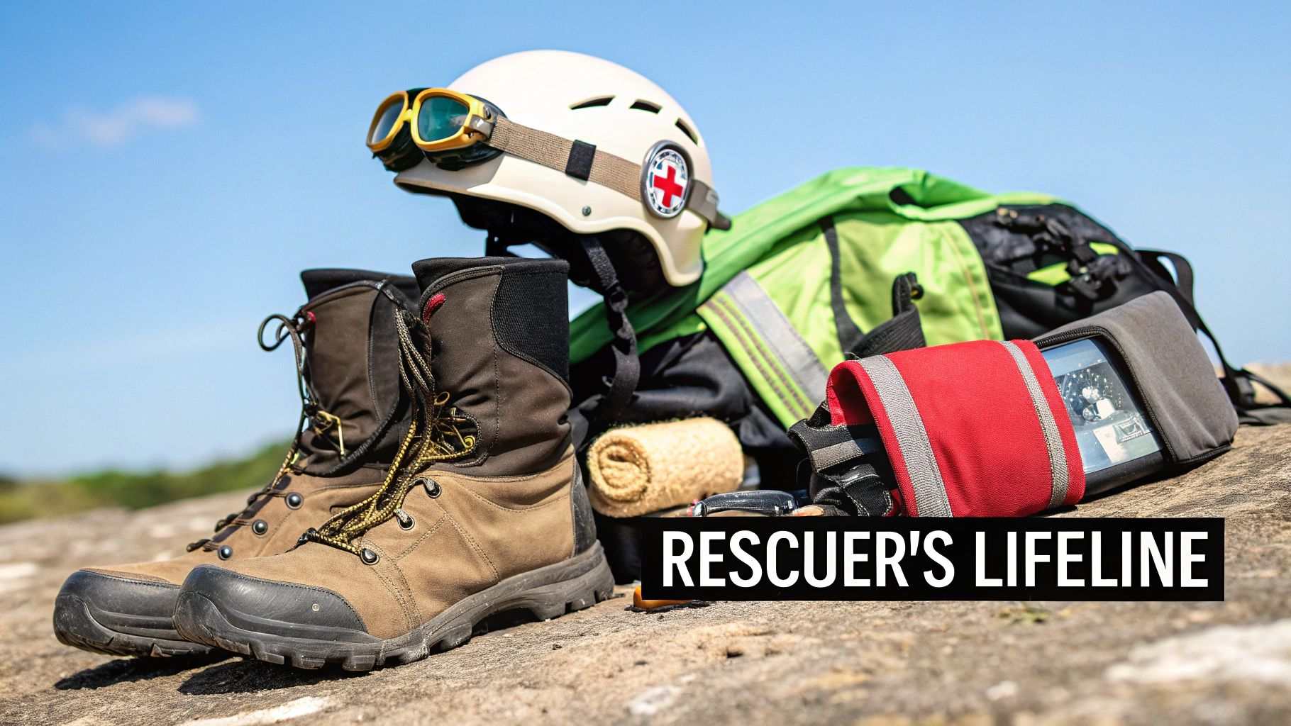 A search and rescue team collaborating during a mission, highlighting their coordinated use of equipment.