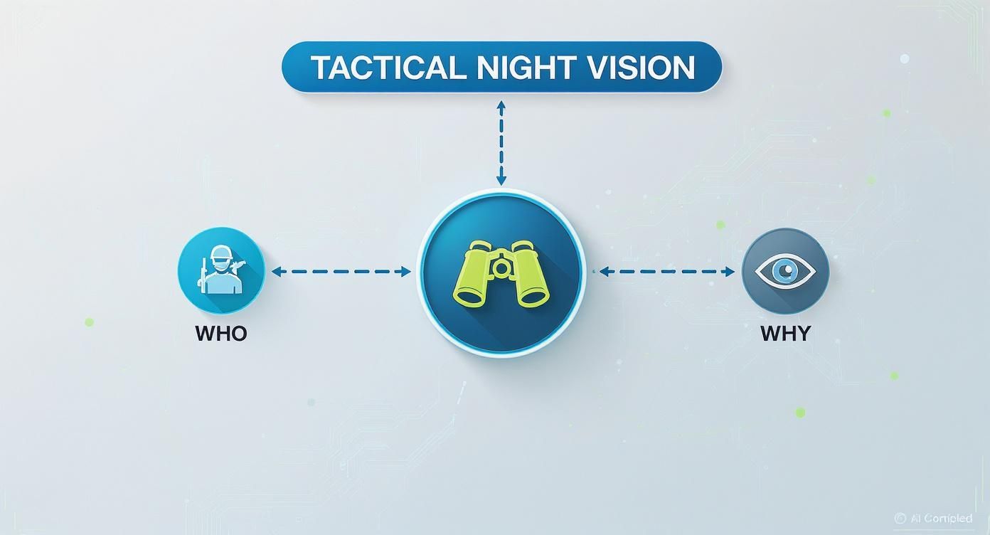 Infographic about tactical night vision binoculars