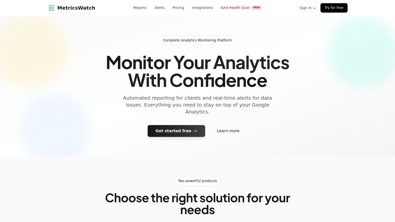 MetricsWatch dashboard showing analytics data and performance metrics