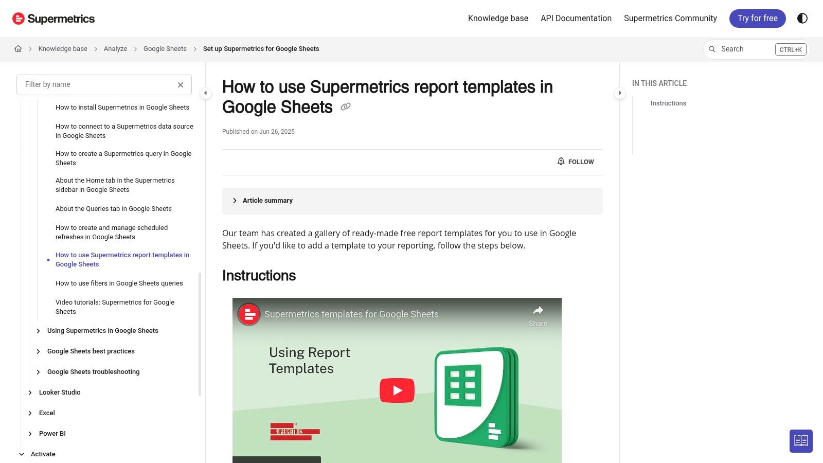 Supermetrics for Google Sheets – Template Gallery