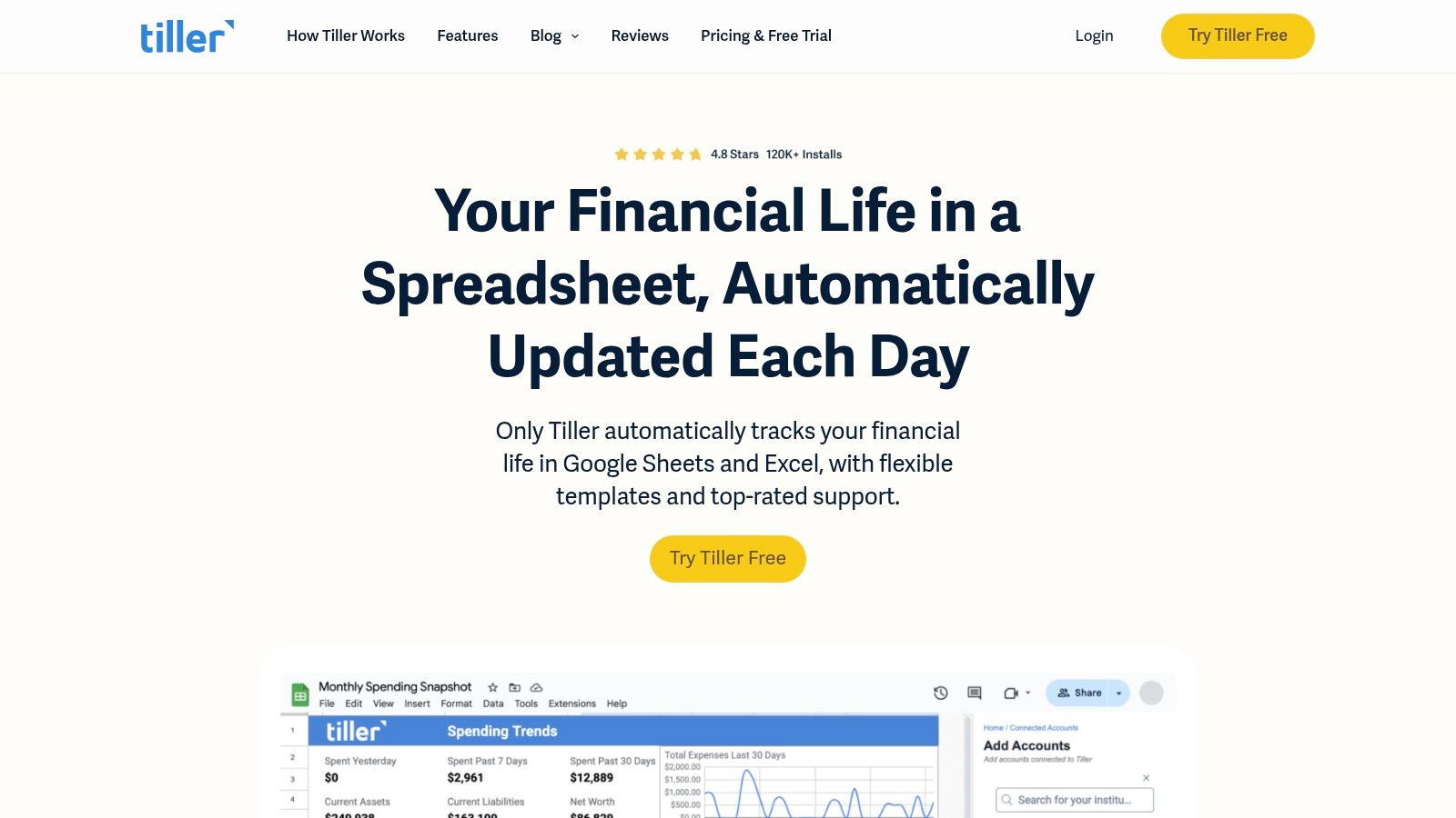 Tiller (personal finance dashboards for Sheets)