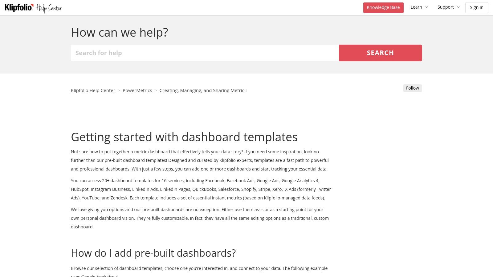 Klipfolio (Pre‑built Dashboard Templates)