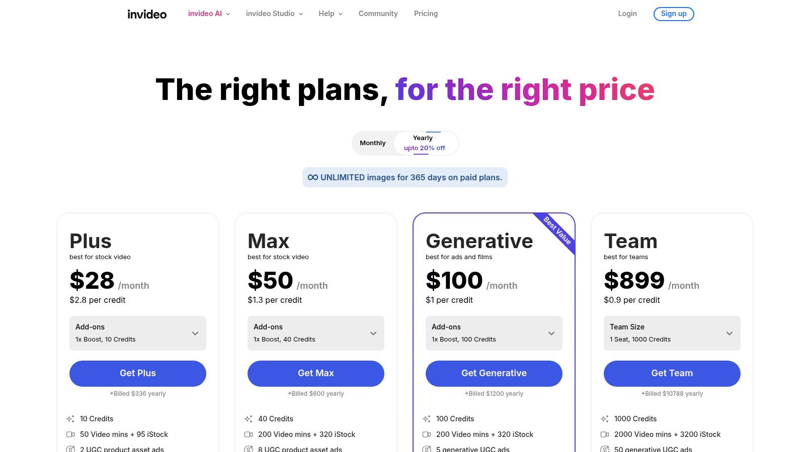 InVideo pricing plans