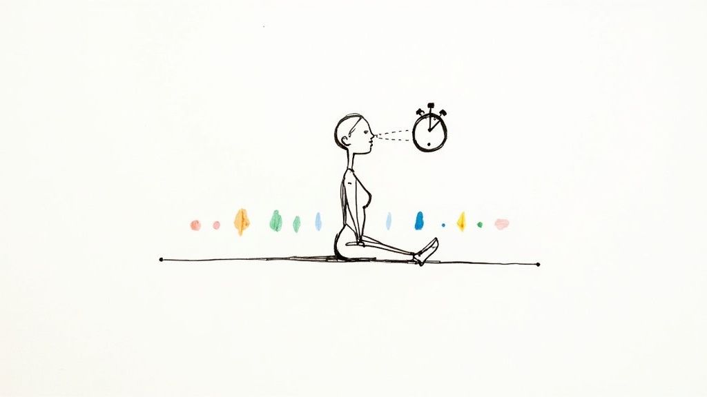 Person meditating outdoors in a calm, natural setting.