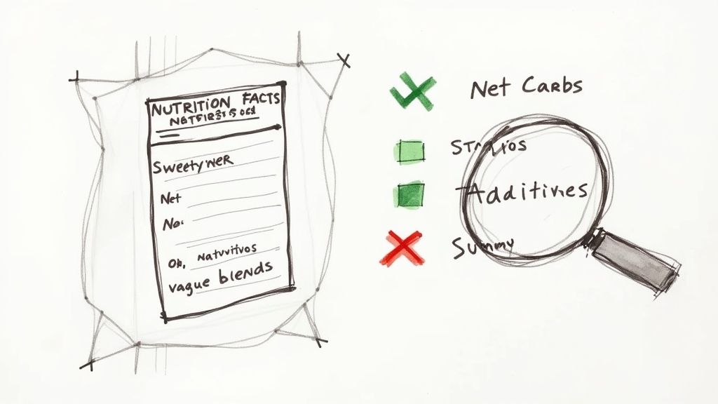 A person's hands holding a package of gummies and reading the nutrition label carefully.