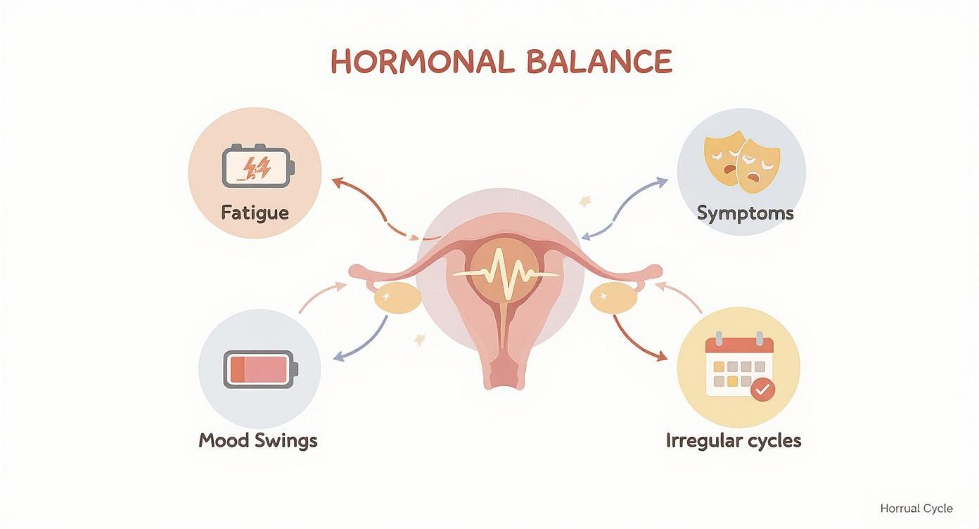 Infographic about vitamins to balance hormones for females