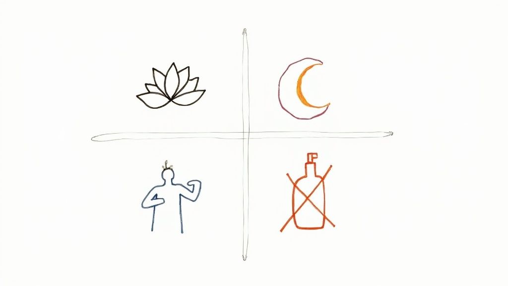 Person meditating in a calm, natural setting.
