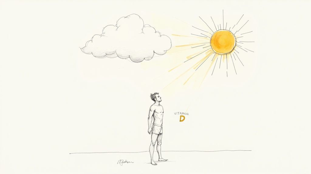 Man standing in sunlight with a determined expression