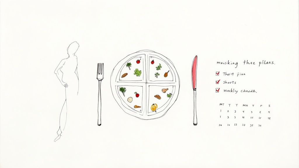 A collection of food ingredients laid out for meal preparation