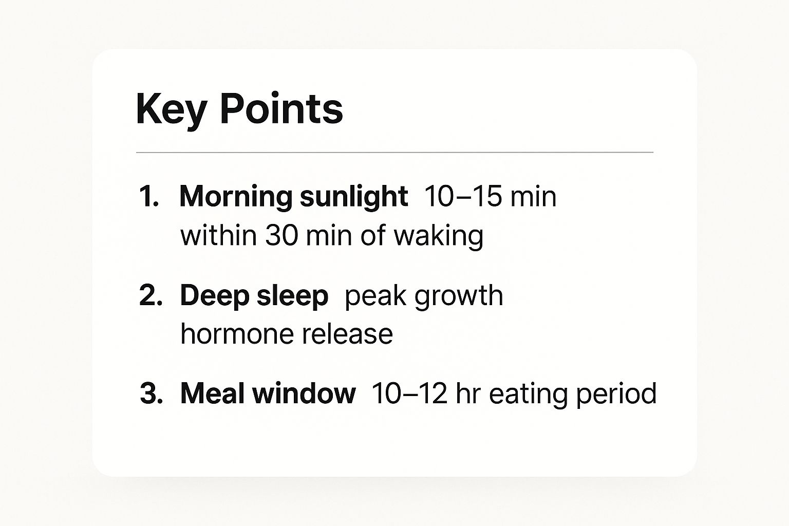 Infographic showing key data about Circadian Rhythm Optimisation