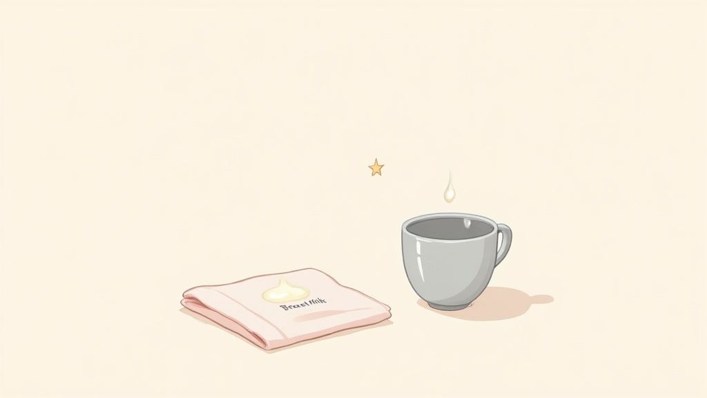 A pair of silver nursing cups held in a hand