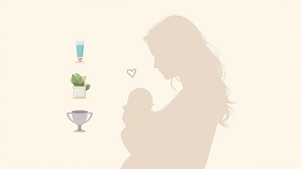 A mother breastfeeding her newborn baby, focusing on the moment of connection.