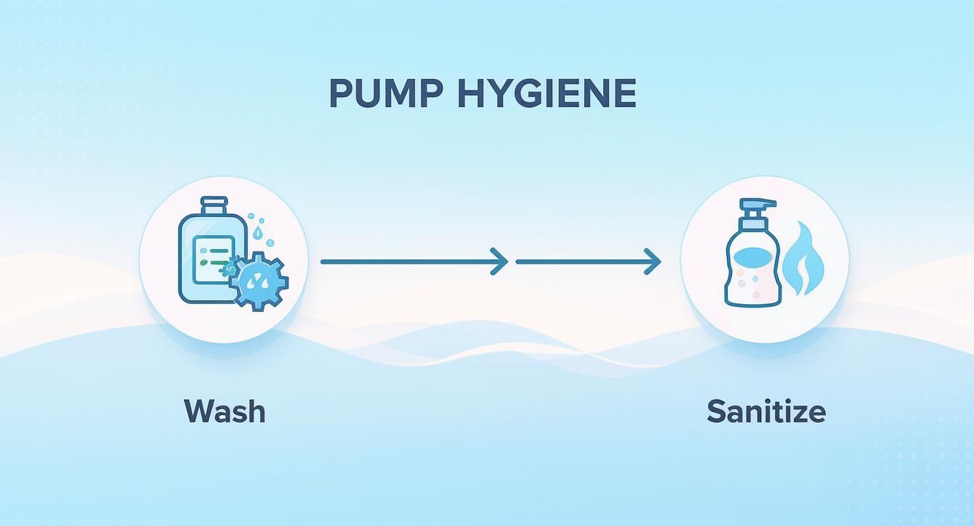 Infographic about how to clean breast pump