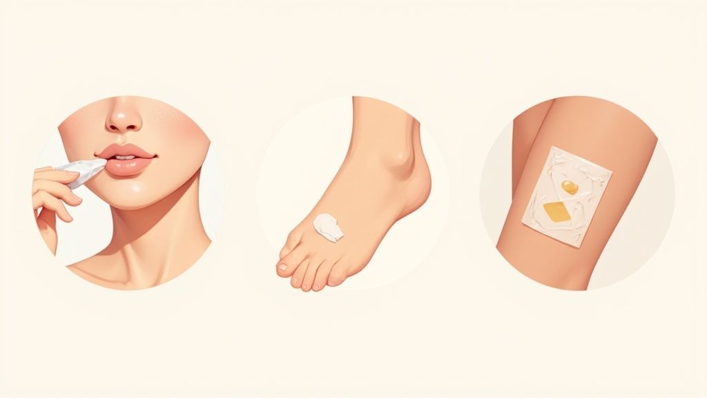 Someone applying Aquaphor ointment to their dry hands