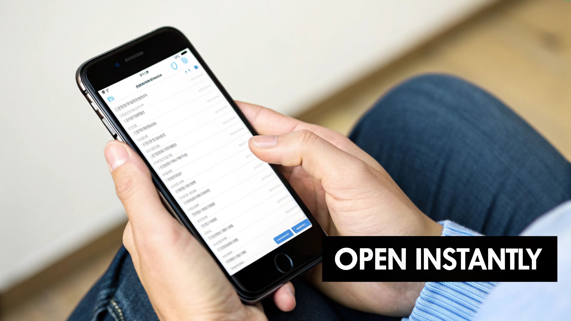 Close-up of an email inbox on a smartphone screen, with one subject line highlighted.