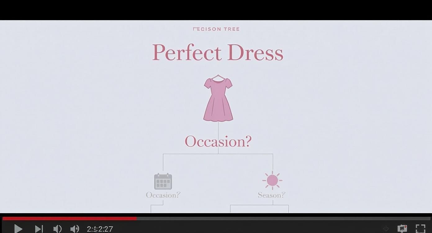 Infográfico sobre vestidos elegantes para ocasiões especiais