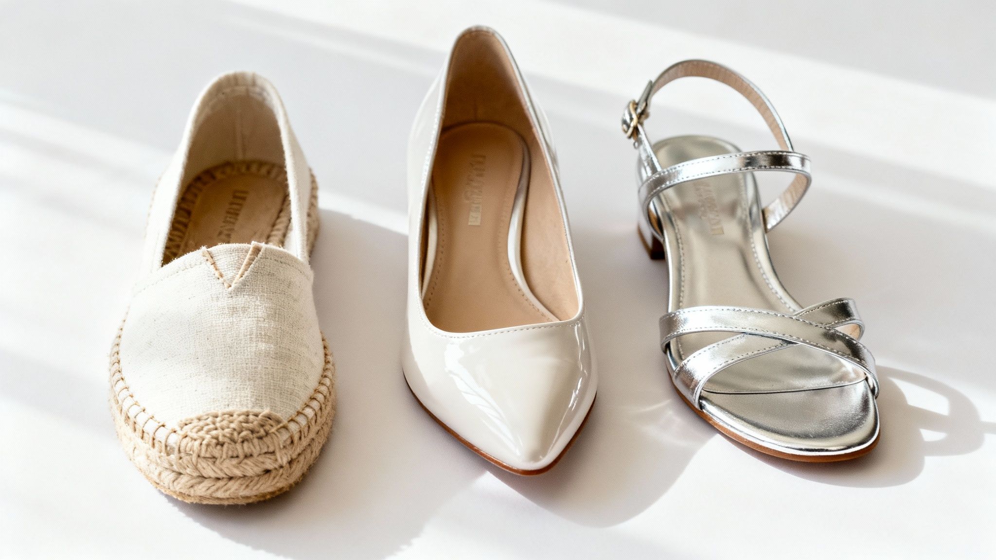 Woman adjusting her elegant outdoor wedding shoes