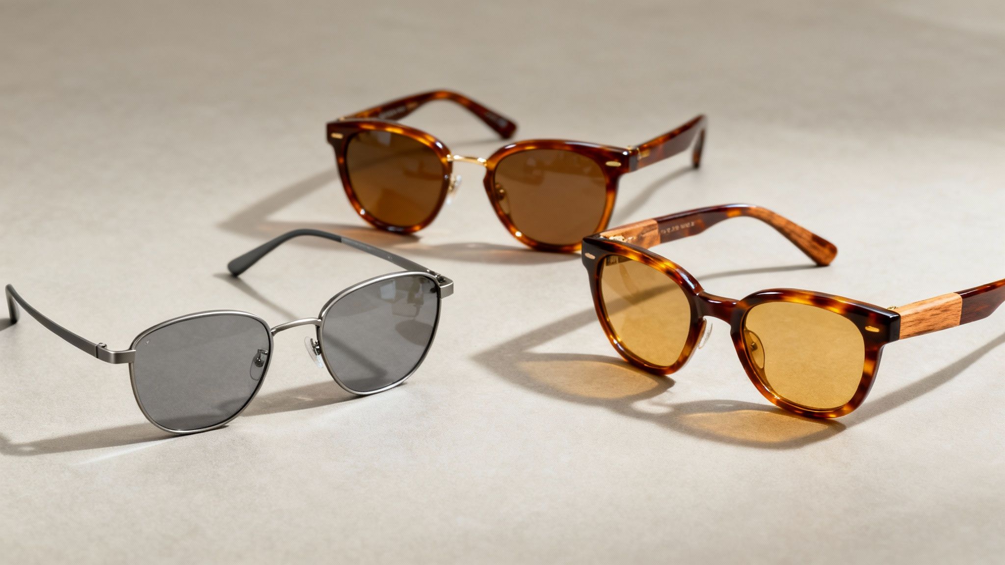 A woman wearing stylish designer sunglasses, with a focus on the lens and frame details