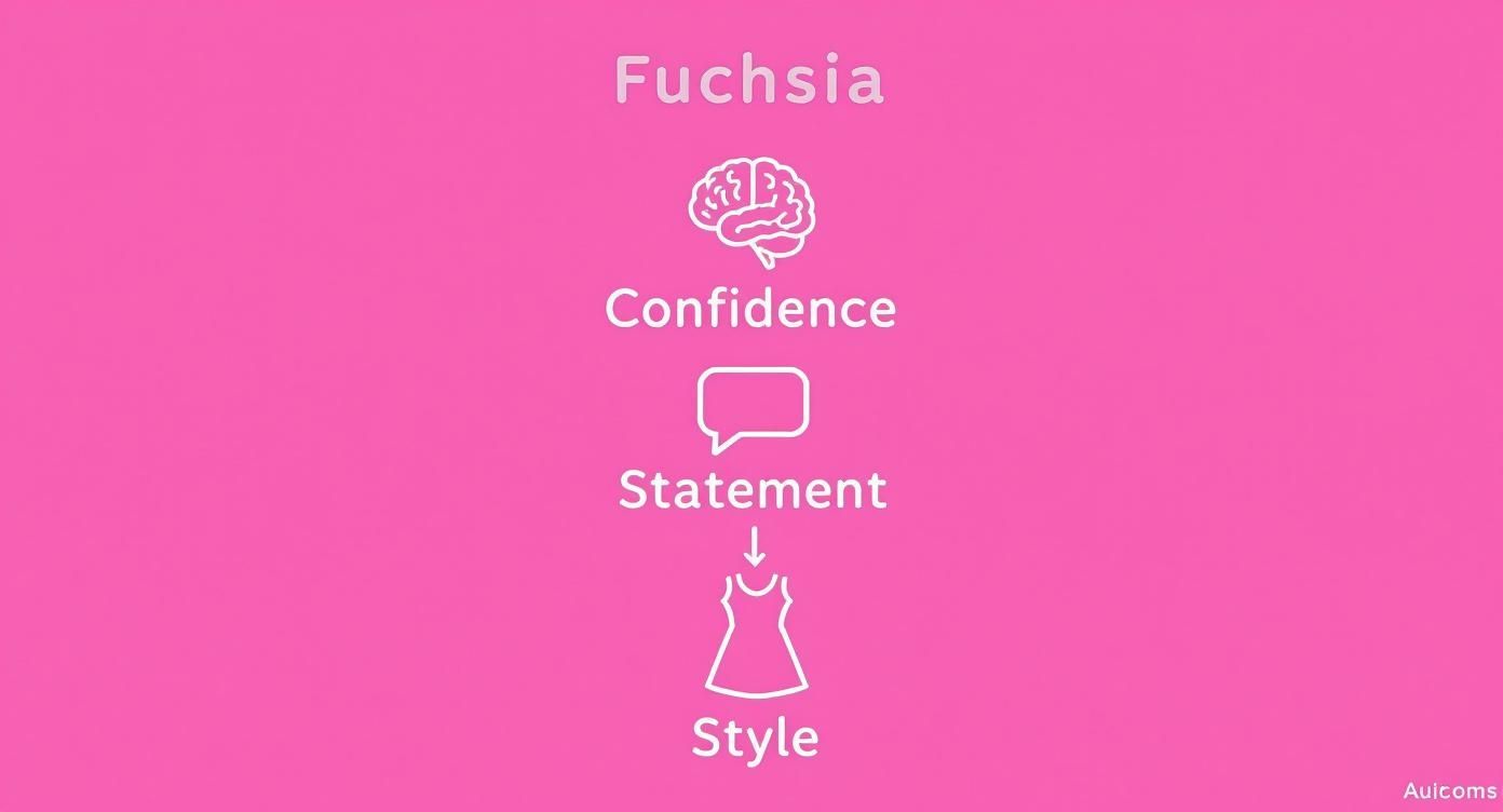 Infográfico sobre vestidos de coquetel fúcsia