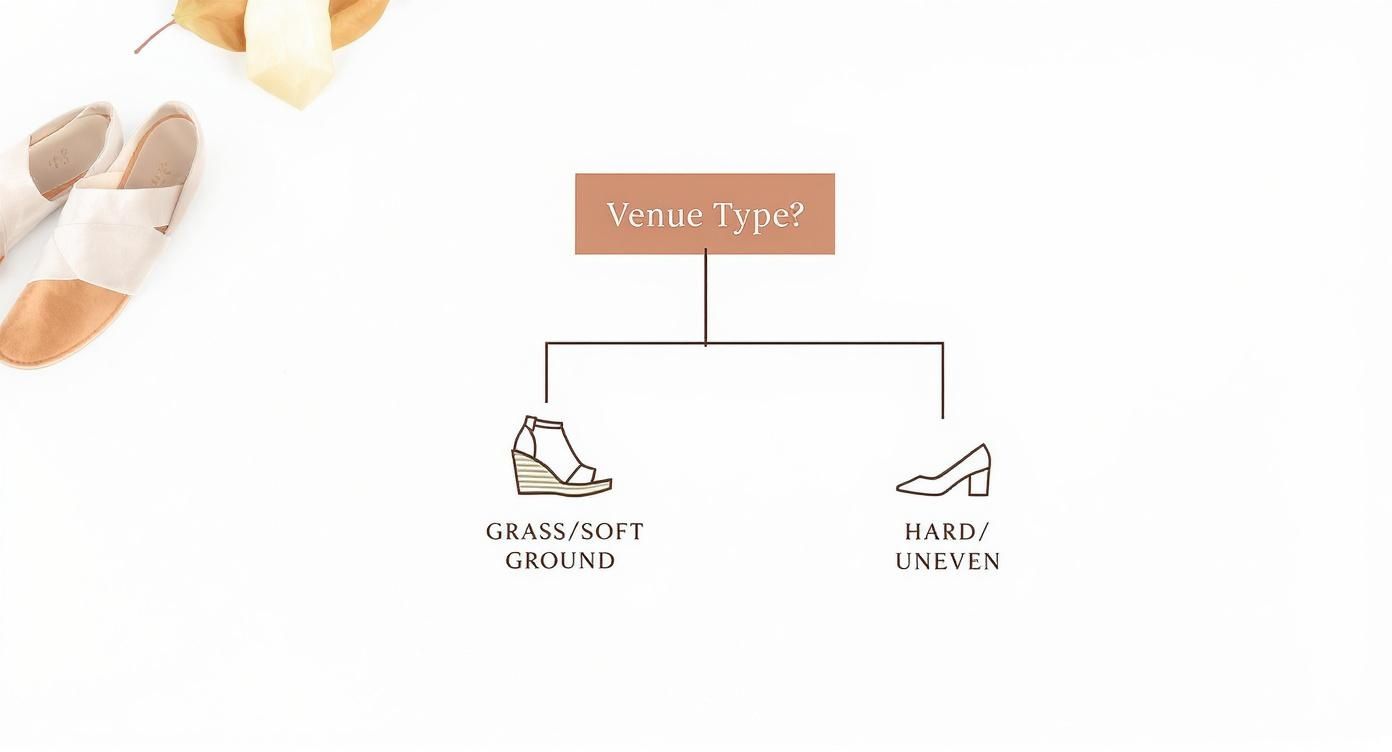 Infographic about best shoes for outdoor wedding