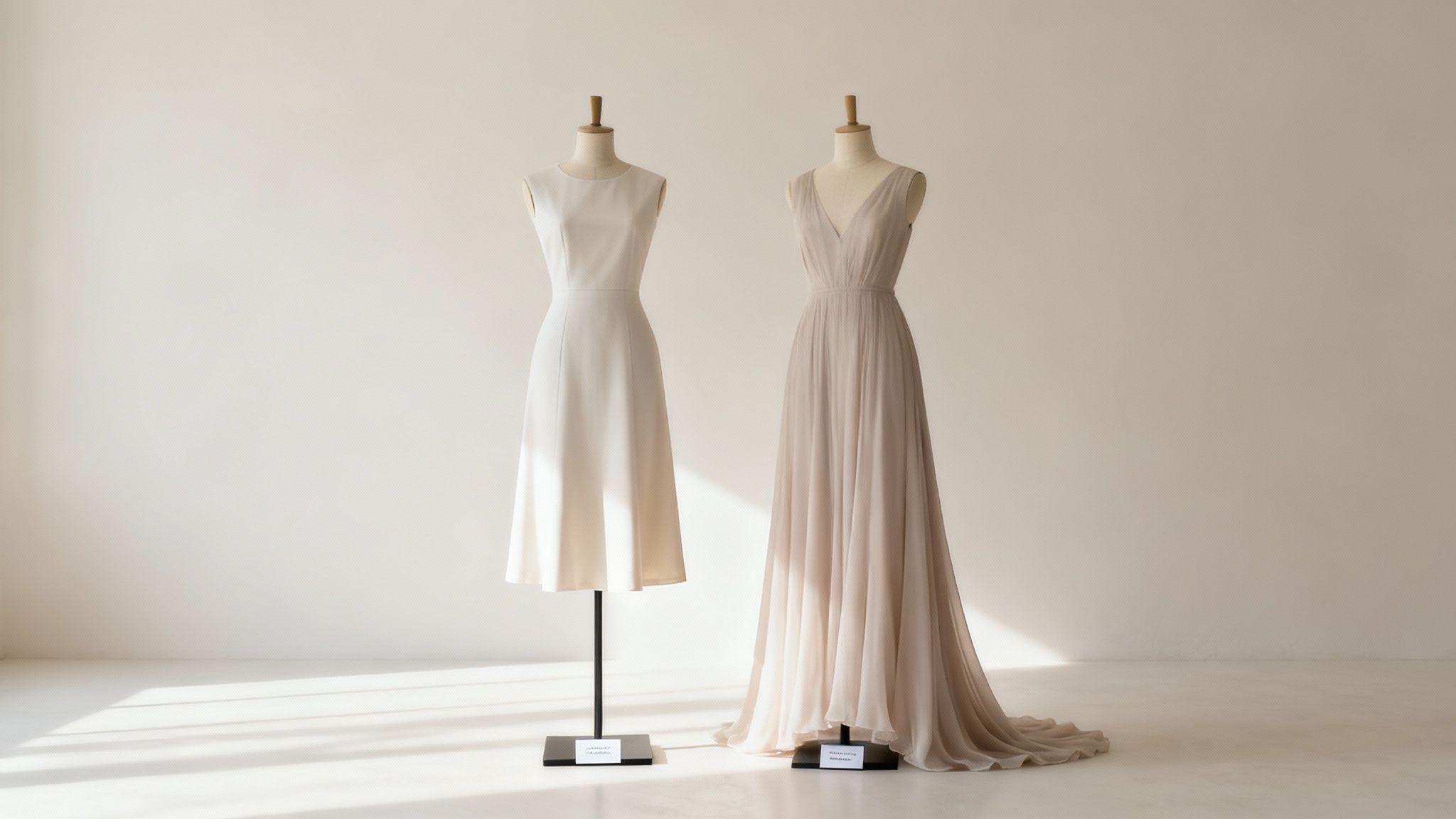 Woman in a stylish midi dress standing in front of a modern building