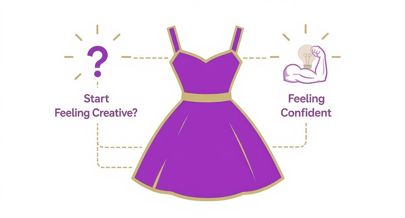 Infográfico sobre vestidos roxos vibrantes