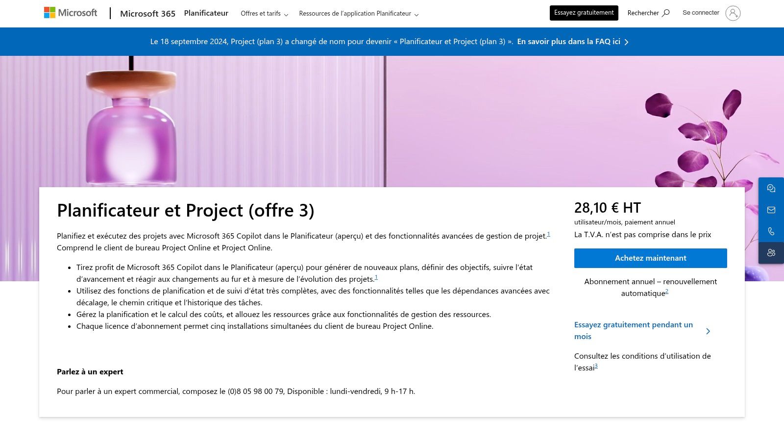 Microsoft Planificateur et Project